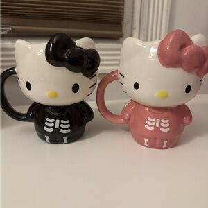 Hello Kitty Black and Pink Skeleton Mugs